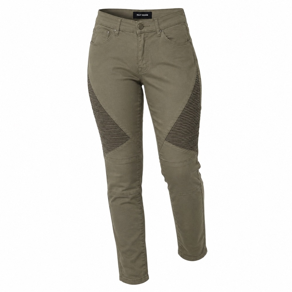 Ashley Mason Moto Pants Cotton Spandex Olive Green Biker Aesthetic Women 9/29